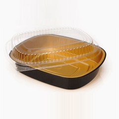 Marks Choice - SmoothWall Foil Container - Rectangular, 22oz - Black/Gold/Clear Lid - AC622-MC | 100 sets