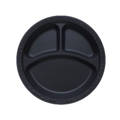 Ecopax - Pebble Plates - Round, 9", 3 Comp. , Black, PP - PP093-BK | 200pcs x 2/cs