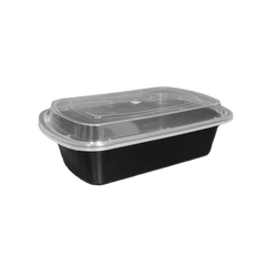 Maple Leaf - Take-Out Microwaveable Combo Container - 9" x 6" x 2"; 28 oz, Black Base - L928 | 150 sets, 10x3/S