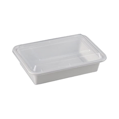 Dynasty - Take-Out Microwaveable Combo Container - 28 oz, Rectangular, White Base - MC228W-D | 150 sets, 10x6/S