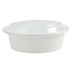 Versa - Take-Out Microwaveable Combo Container - 7"; 24oz; Round, White Base NC723 | 150 sets, 10x3/S