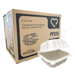 Ecopax - MFPP Take-Out Container - 6" x 6" x 3.25", 1-Comp, White - PP225 | 250/cs, 7x8L/S